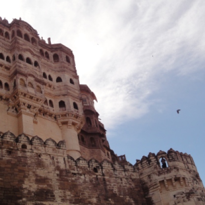 Blue skies over Mehrangarh fort in the blue city