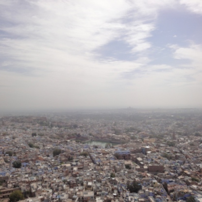 Bird's eye view of the blue city from Mehrangarh Fort